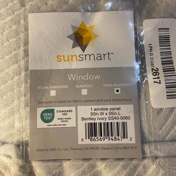 Sun Smart Bentley Total Blackout Curtains Ivory 50" X 95" NWT - Picture 11 of 12